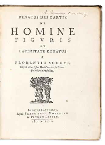 Descartes, René (1596-1650) De Homine Figuris et Latinitate Donatus a Florentio Schuyl.